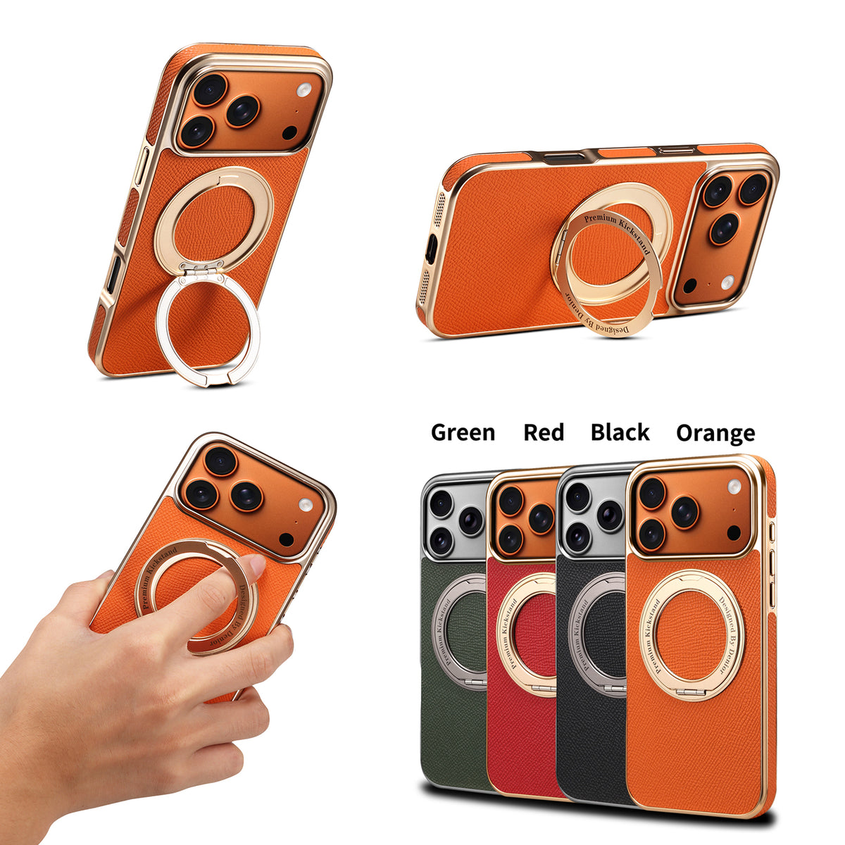 Top-Grain Cowhide Leather Case with Rotatable Kickstand | A23+1