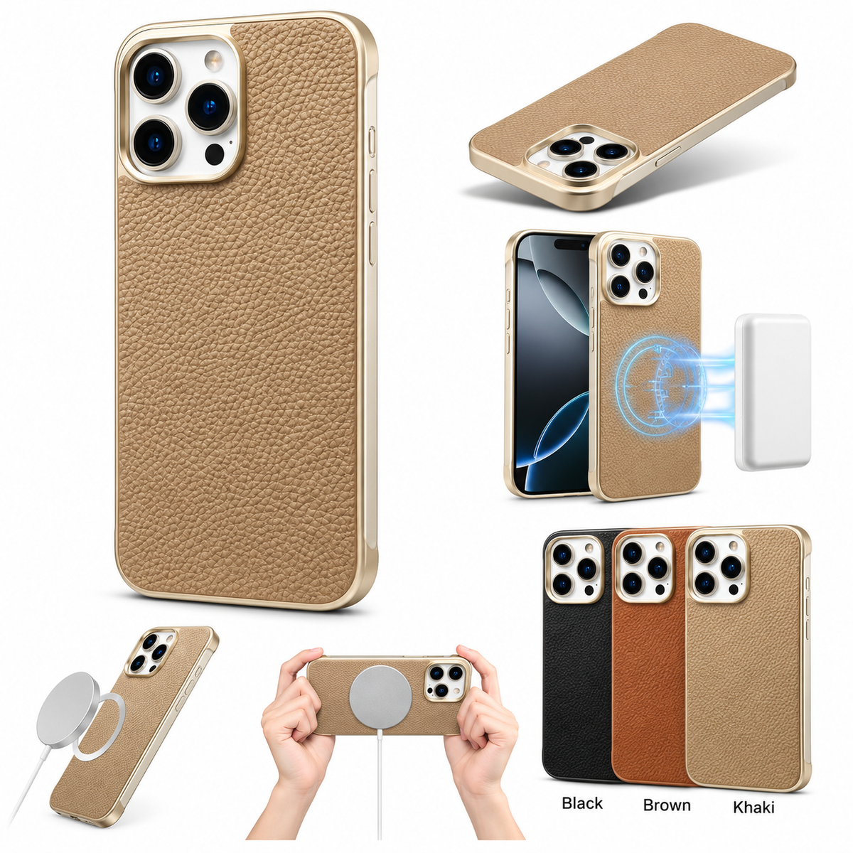 Litchi-Grain Genuine Leather Magnetic Half Cover Case | A20