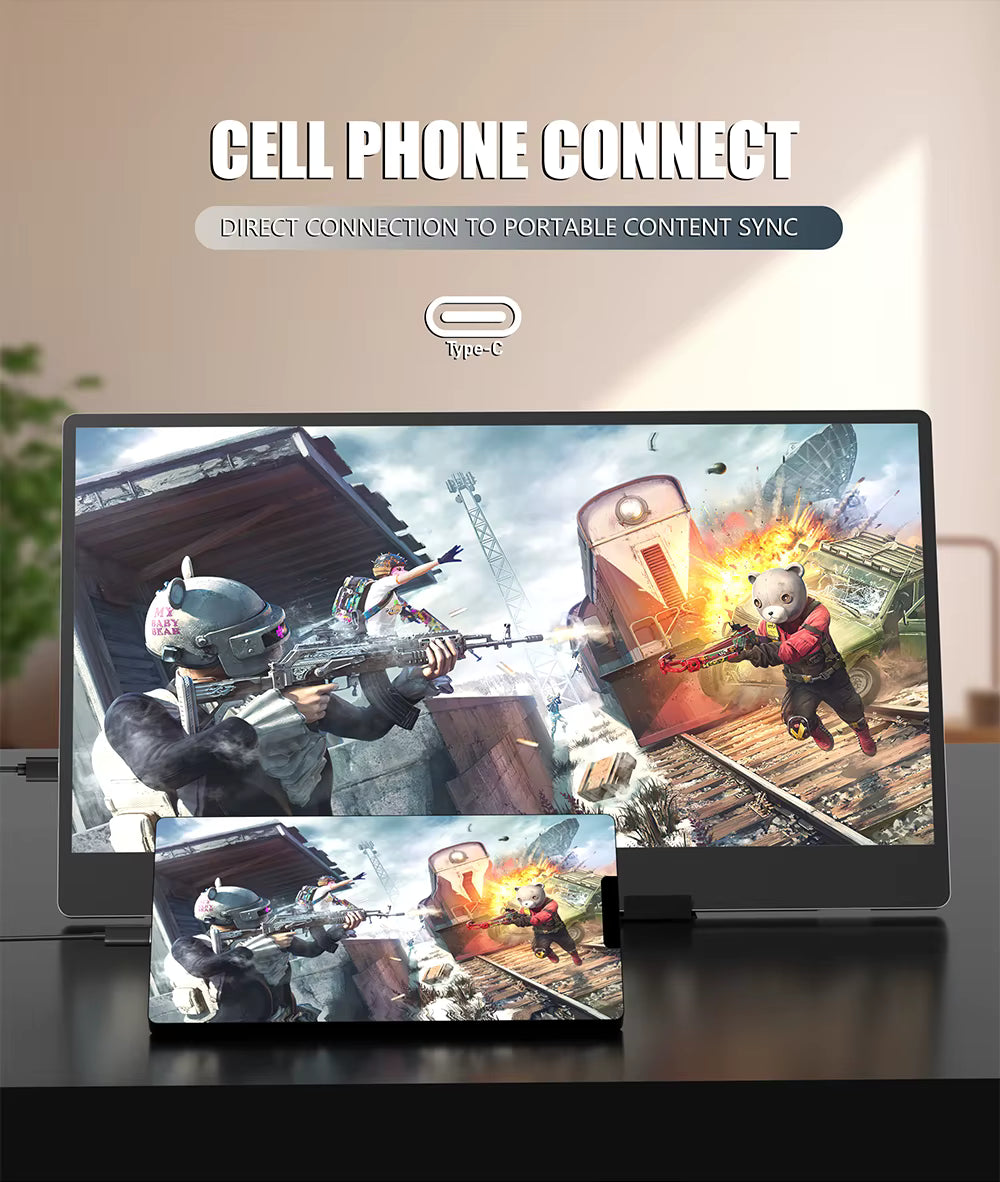 MUCAI N140-S36 Portable Display 14 Inch 60Hz Resolution 1366*768 TN Panel 250cd/㎡ Brightness 3ms Response Portable Monitor