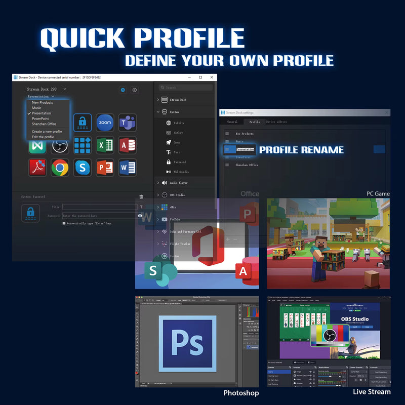 HAISEEN Visual Stream Deck Keyboard LCD Button 15Key Live Content Creation Controller Customizable Windows Mac OS Android iOS