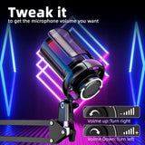 USB Gaming Microphone with Live reverb function One piece of mute RGB Condenser Microphone for Streaming Games, Audio Recording