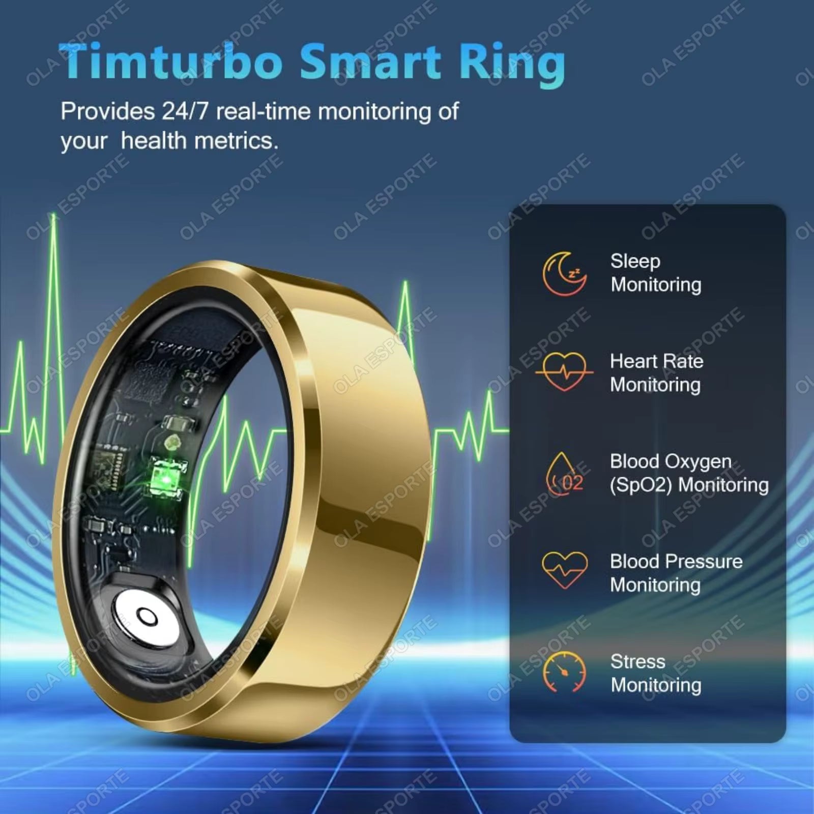 2025 Smart Ring Blood Pressure Heart Rate Sleep Monitoring Smart Ring IP68 & 5ATM Waterproof Multi-sport Mode Smart Ring Man Women