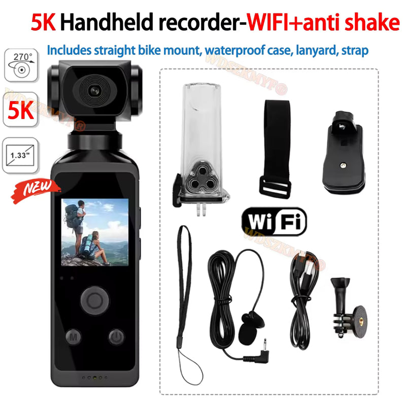 4K / 5K Ultra HD WIFI Action Camera 270° Rotatable Mini Sports Cam Waterproof Case Helmet Travel Bicycle Driver Recorder 1080P