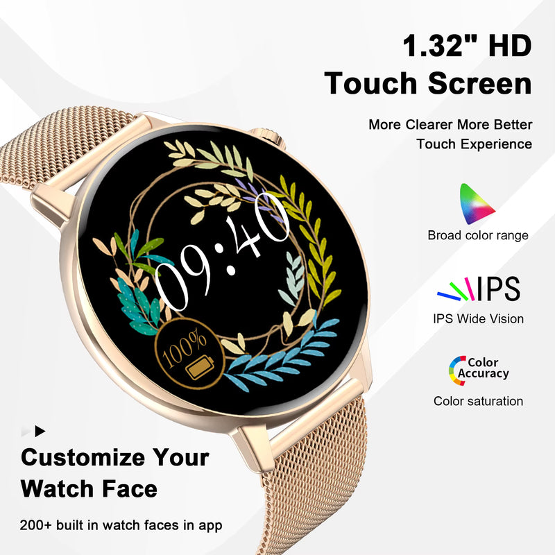 New 1.32" Full Touch Sports Smart Watch — Call Function, Fitness Tracking, Step Count&Calorie Calc, Sports Modes, Message Alerts, 360P Display, USB Charging, Alloy Body, 500mAh Battery, Wireless, Dialing & Wallpaper, Music, Remote Camera, Android & iPhone