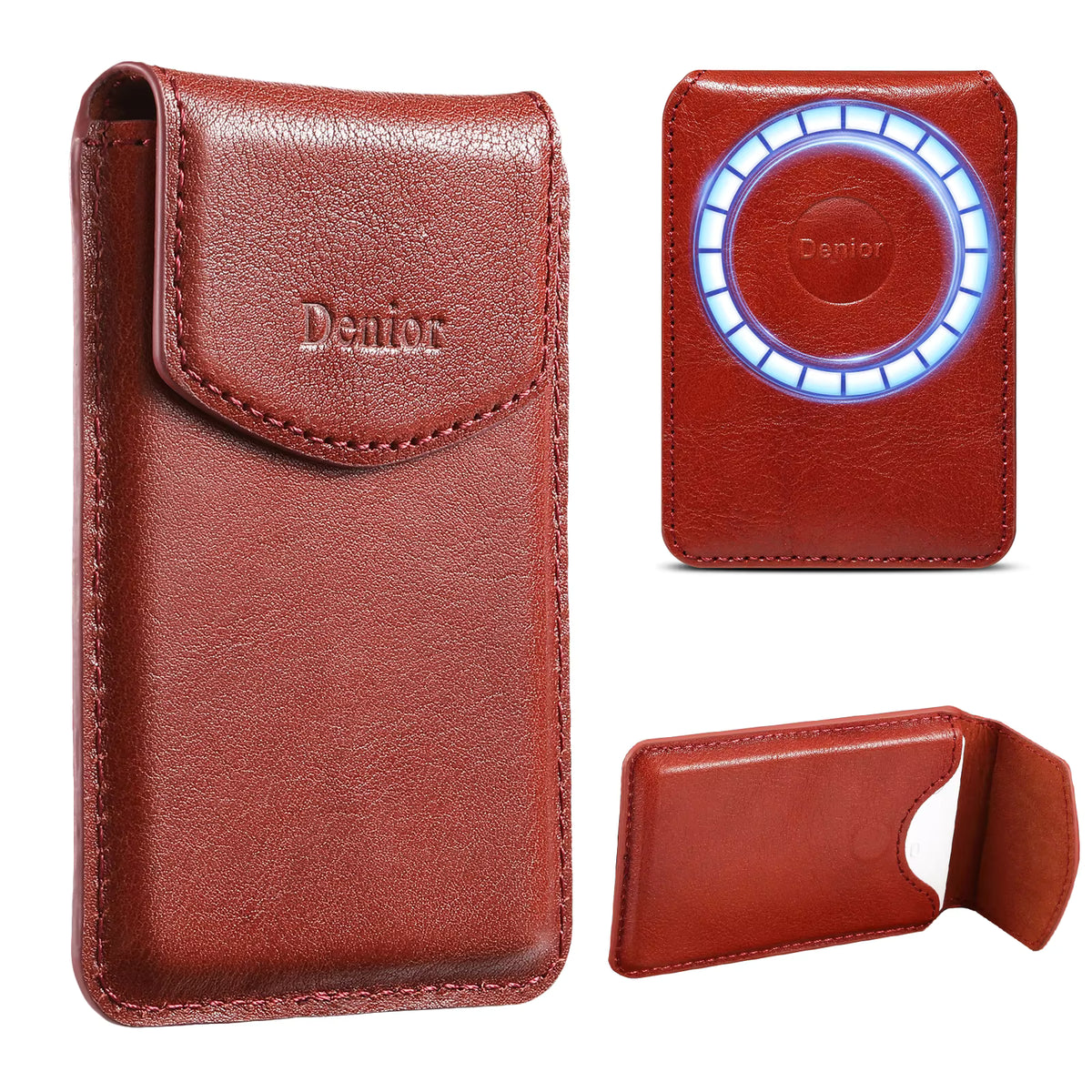 V14 Magnetic Card Holder with Flap - Genuine Leather