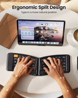 ProtoArc Ergonomic Foldable Keyboard XK03 Split Folding Bluetooth Portable Travel Keyboard for iPad iPhone Tablet Laptop PC