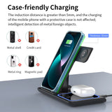 30W LED Fast Wireless Charger Stand 3 in 1 Foldable Charging Station For iPhone 15 14 13 12 11 Apple Watch 9 8 7 6 5 Air pods Pro