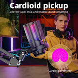 USB Gaming Microphone with Live reverb function One piece of mute RGB Condenser Microphone for Streaming Games, Audio Recording