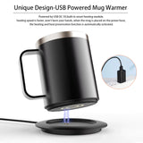 Self-Heating Coffee Mug - 12oz USB Electric Heated Mug Heat 131-149℉ Smart Warming Travel Mug Double Layer Food Grade Cup Warmer