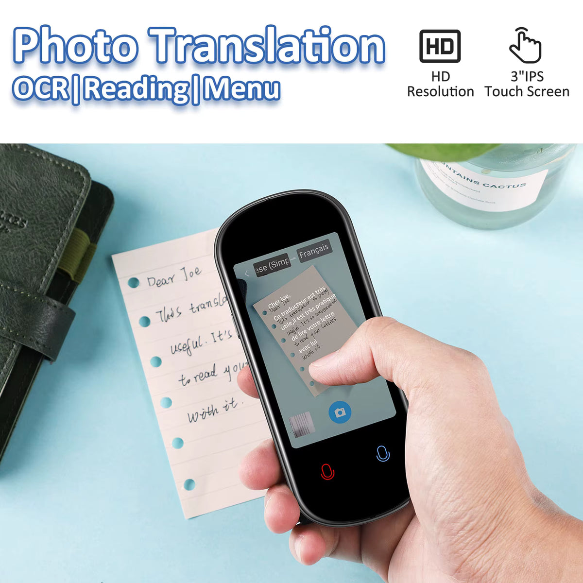Z2 Instant AI Voice Translator Portable 3.1 inch Touch Screen Real Time Translator with Recording Photo for Travel Learn Meeting