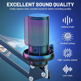 USB Gaming Microphone with Live reverb function One piece of mute RGB Condenser Microphone for Streaming Games, Audio Recording