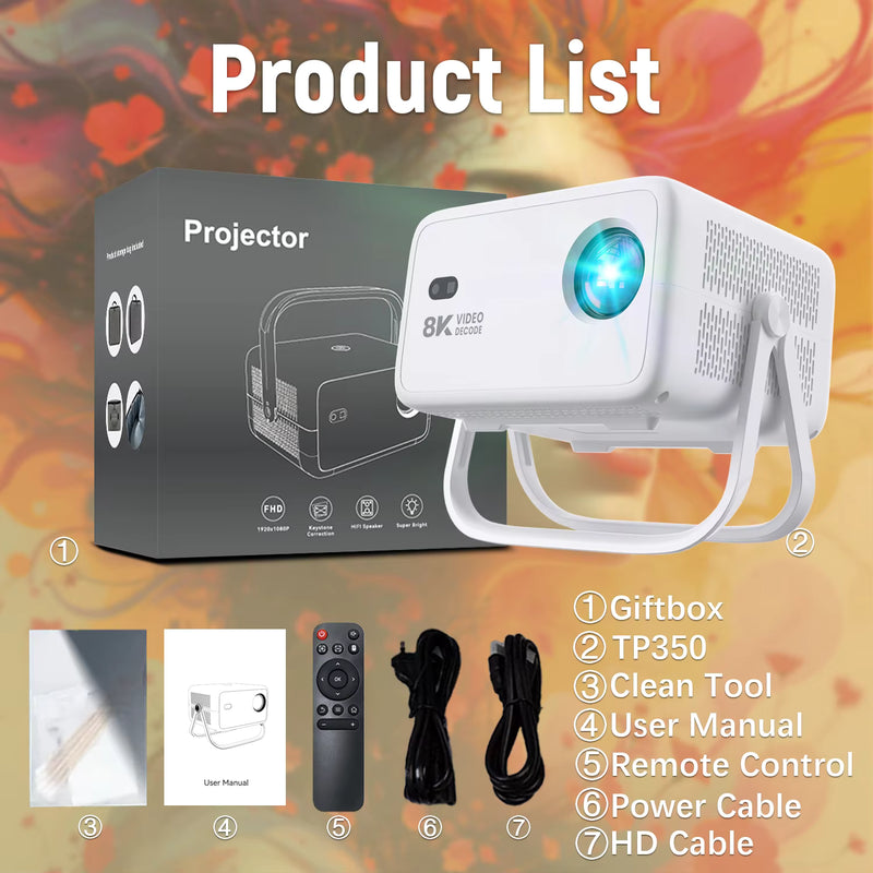 Velec 2025 New Projector 8K Video Decode 650 ANSI 1080 Auto Focus Android 14 Smart Portable Outdoor Movie Projector Home Theater