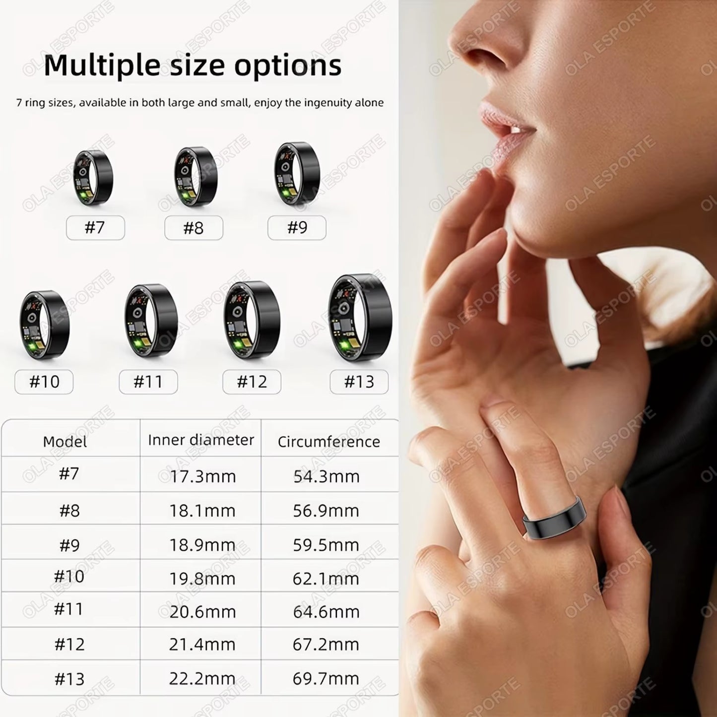 2025 Smart Ring Blood Pressure Heart Rate Sleep Monitoring Smart Ring IP68 & 5ATM Waterproof Multi-sport Mode Smart Ring Man Women
