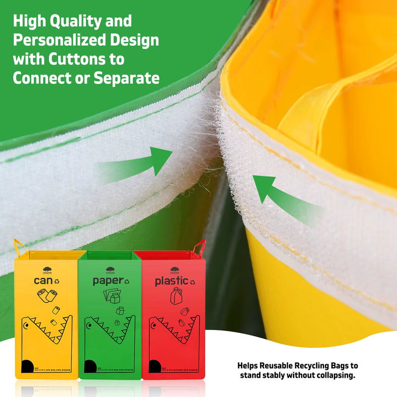 149L Recycling Bin Waterproof Recyclable Garbage Bag with Colorful Printing - Foldable Bottle Recycling Storage for Home Kitchen