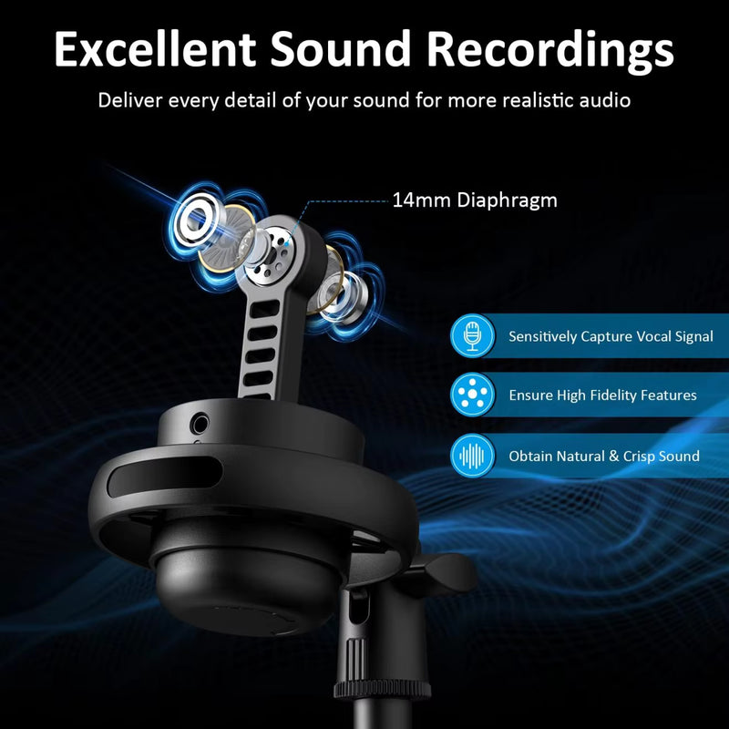 USB Gaming Microphone with Live reverb function One piece of mute RGB Condenser Microphone for Streaming Games, Audio Recording