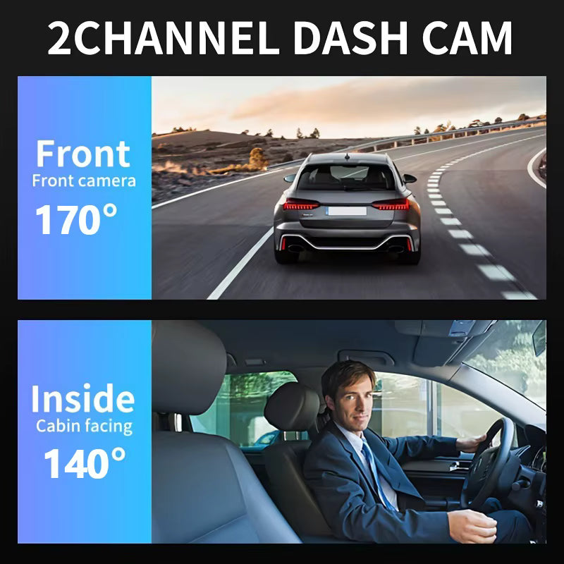 1080P WIFI Dual camera Dash Cam for cars, Front And Inside, car camera with IR Night Vision, Loop Recording, wide angle Car DVR Came