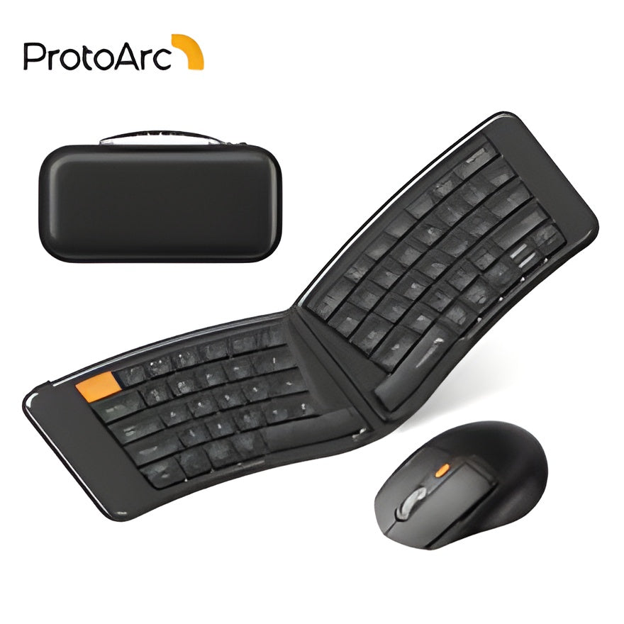 ProtoArc Ergonomic Foldable Keyboard XK03 Split Folding Bluetooth Portable Travel Keyboard for iPad iPhone Tablet Laptop PC