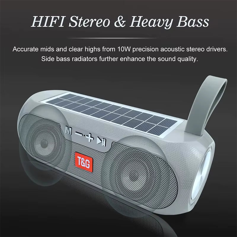 TG182 Solar with flashlight speaker Outdoor Bluetooth speaker 10W USB portable wireless support TF card FM radio assisted input