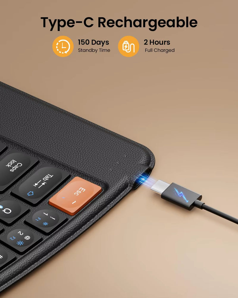 ProtoArc Ergonomic Foldable Keyboard XK03 Split Folding Bluetooth Portable Travel Keyboard for iPad iPhone Tablet Laptop PC