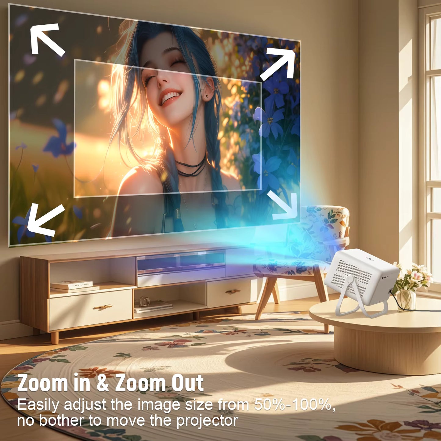 Velec 2025 New Projector 8K Video Decode 650 ANSI 1080 Auto Focus Android 14 Smart Portable Outdoor Movie Projector Home Theater