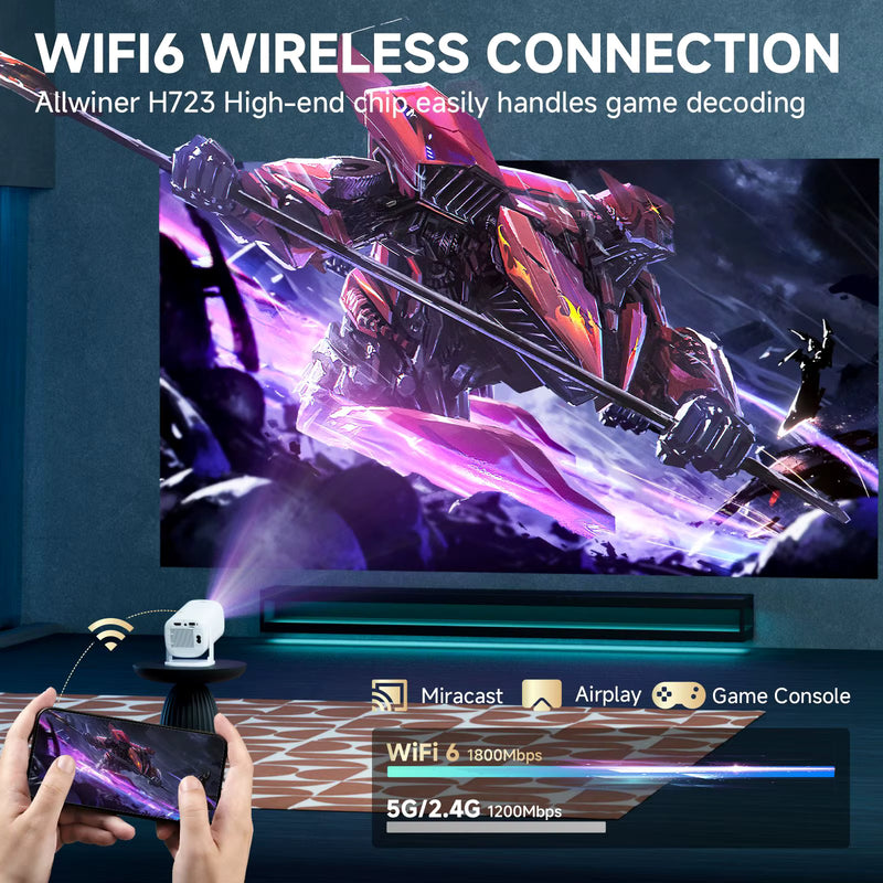 P30 PRO Smart Mini Projector Android 14 WiFi6 BT 5.0 Supports 4K 1280 * 720P Video Smart Home Theater Outdoor Portable Projector