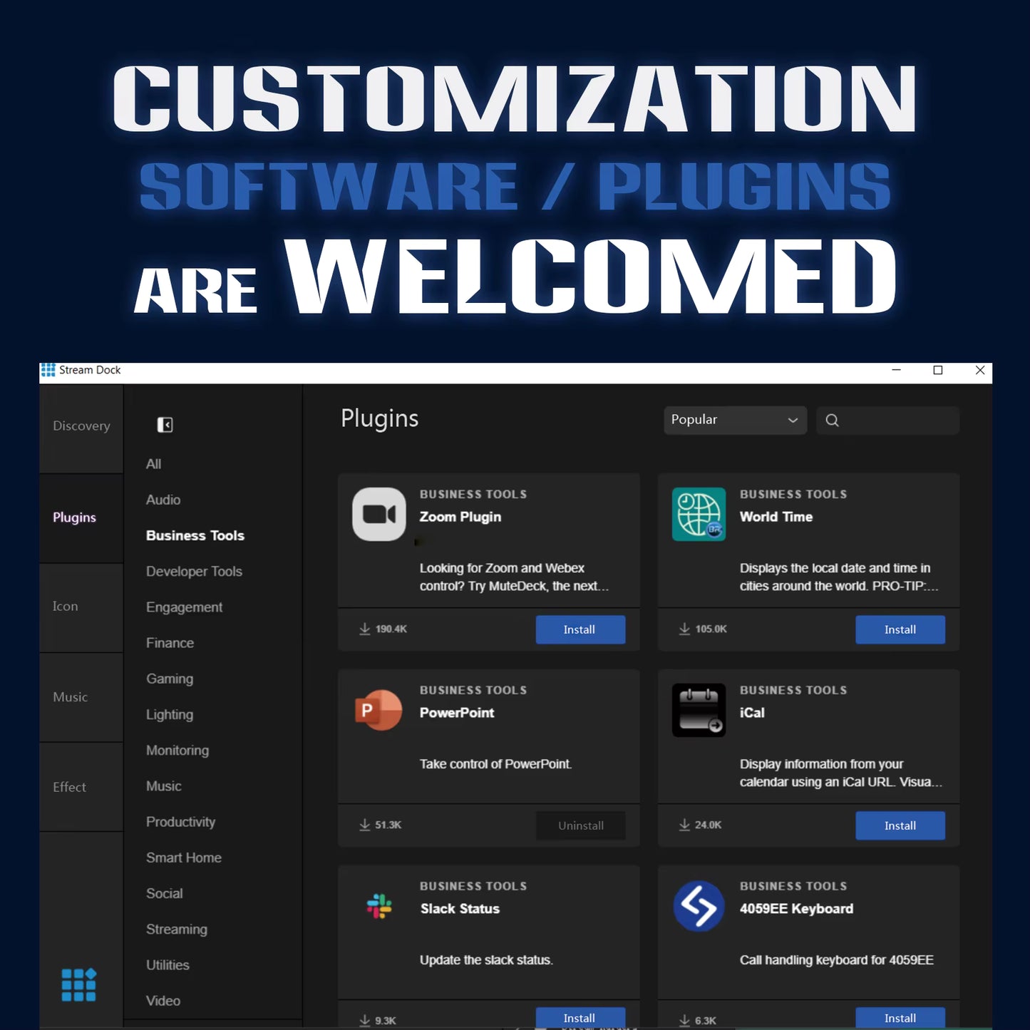 HAISEEN Visual Stream Deck Keyboard LCD Button 15Key Live Content Creation Controller Customizable Windows Mac OS Android iOS