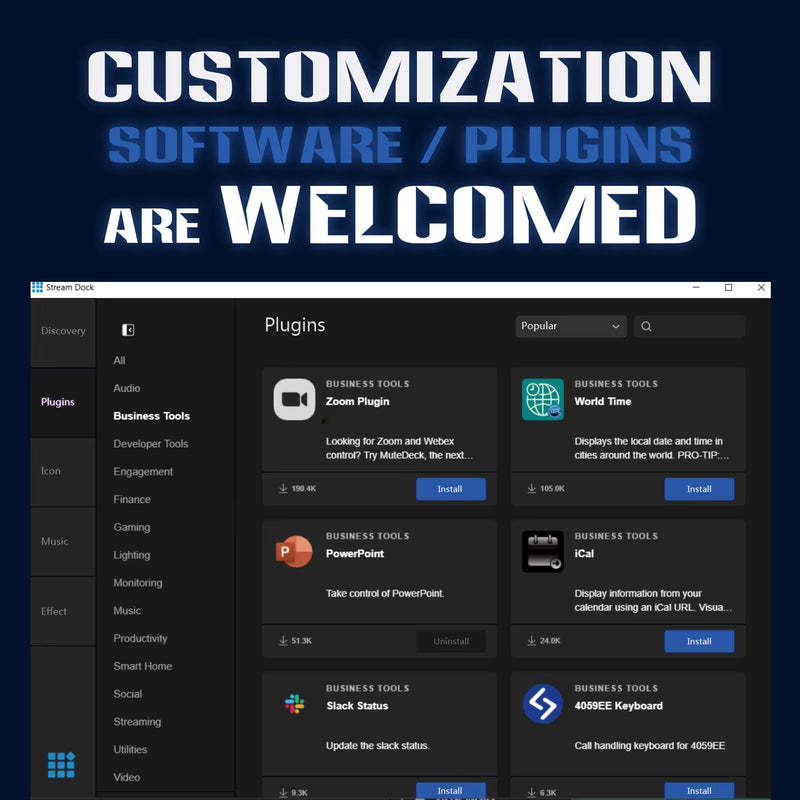 HAISEEN Visual Stream Deck Keyboard LCD Button 15Key Live Content Creation Controller Customizable Windows Mac OS Android iOS