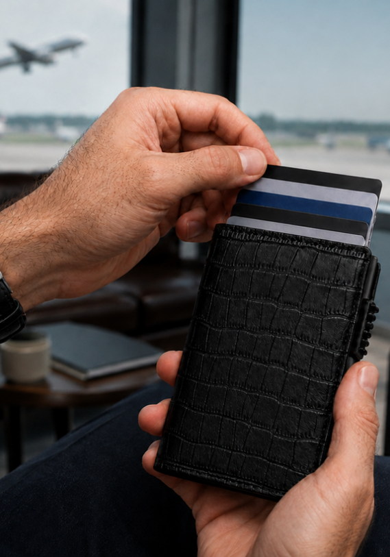 T5 Pop-Up Wallet - 9 Cards - Crocodile Pattern