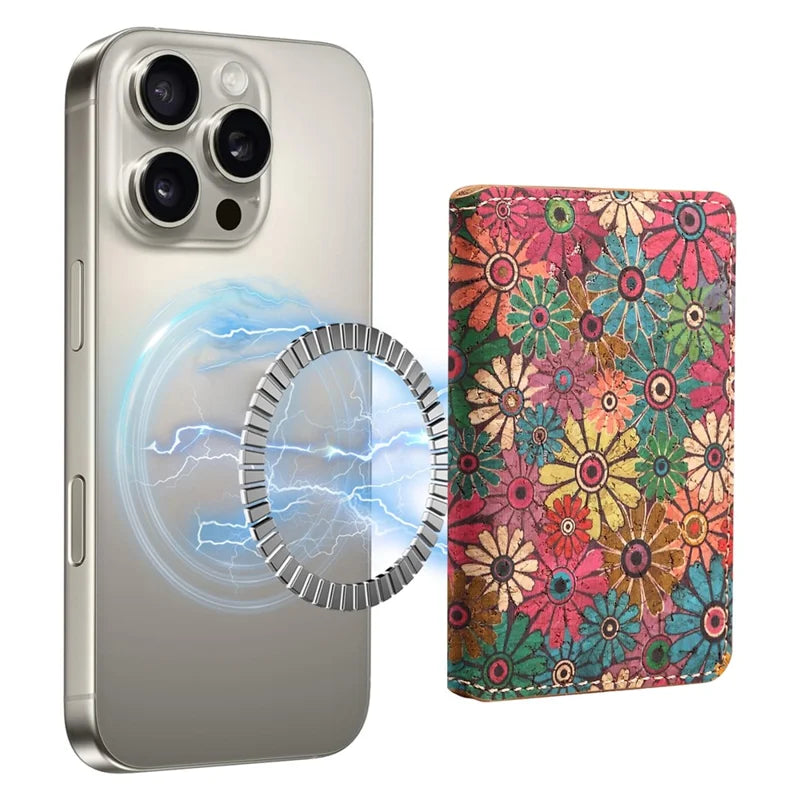 V10 Magnetic Card Holder - Floral Cork