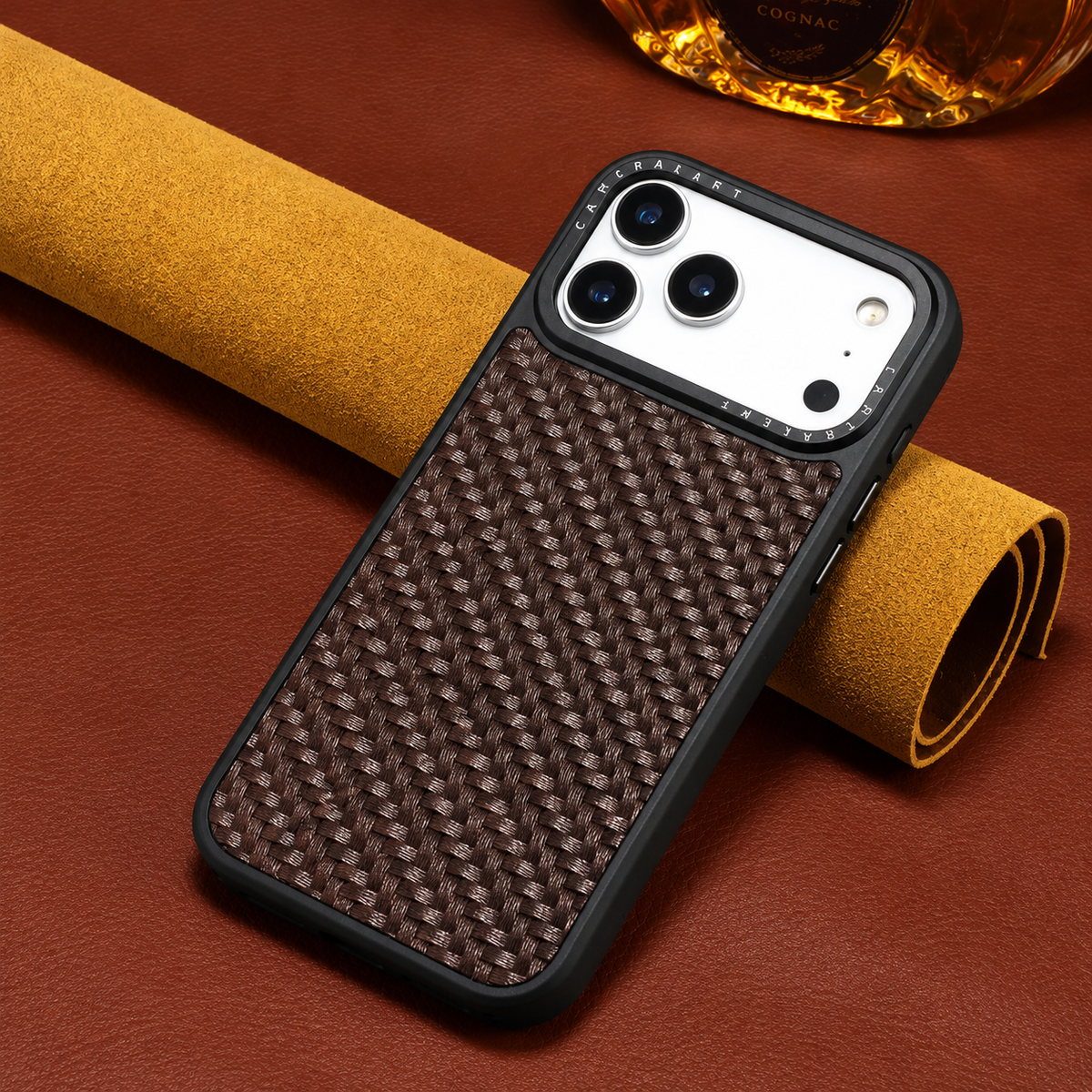 Woven Twill Cowhide Leather Magnetic Case | A26