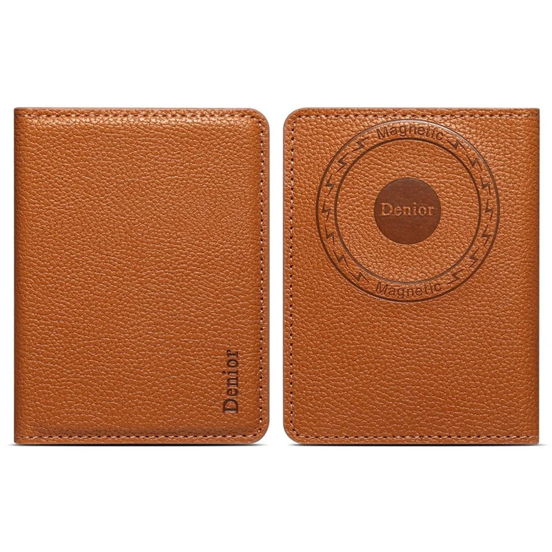 V28 Magnetic Card Holder with Cash Slot - PU Leather