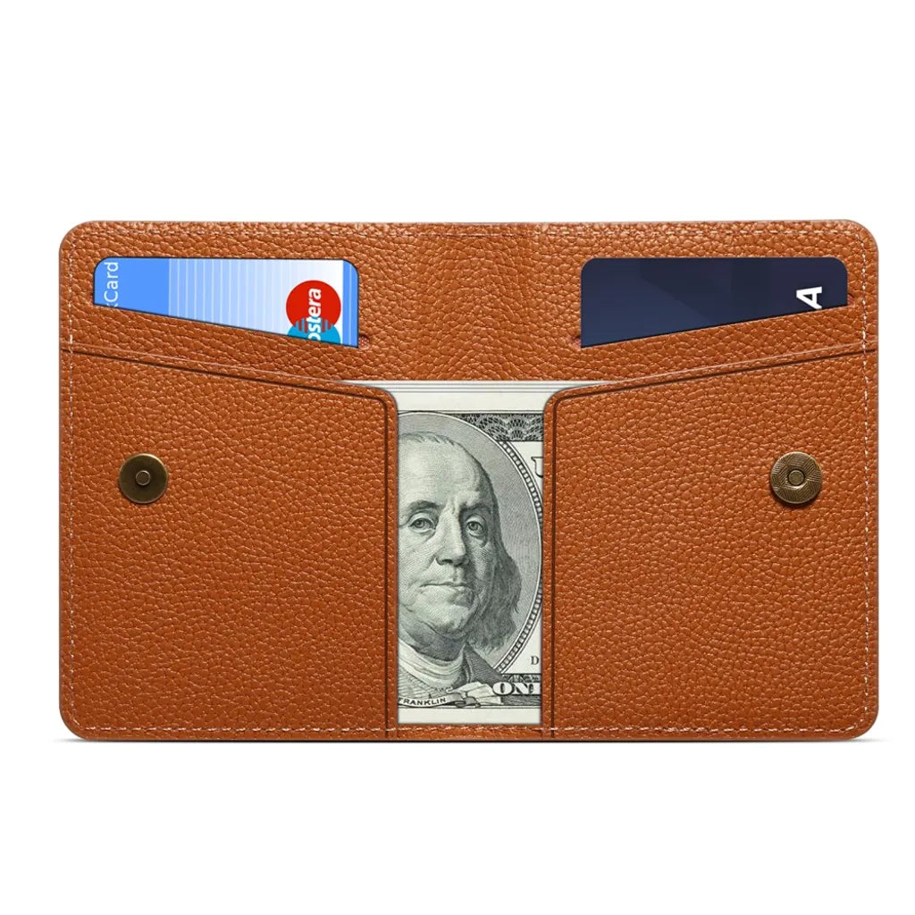 V28 Magnetic Card Holder with Cash Slot - PU Leather