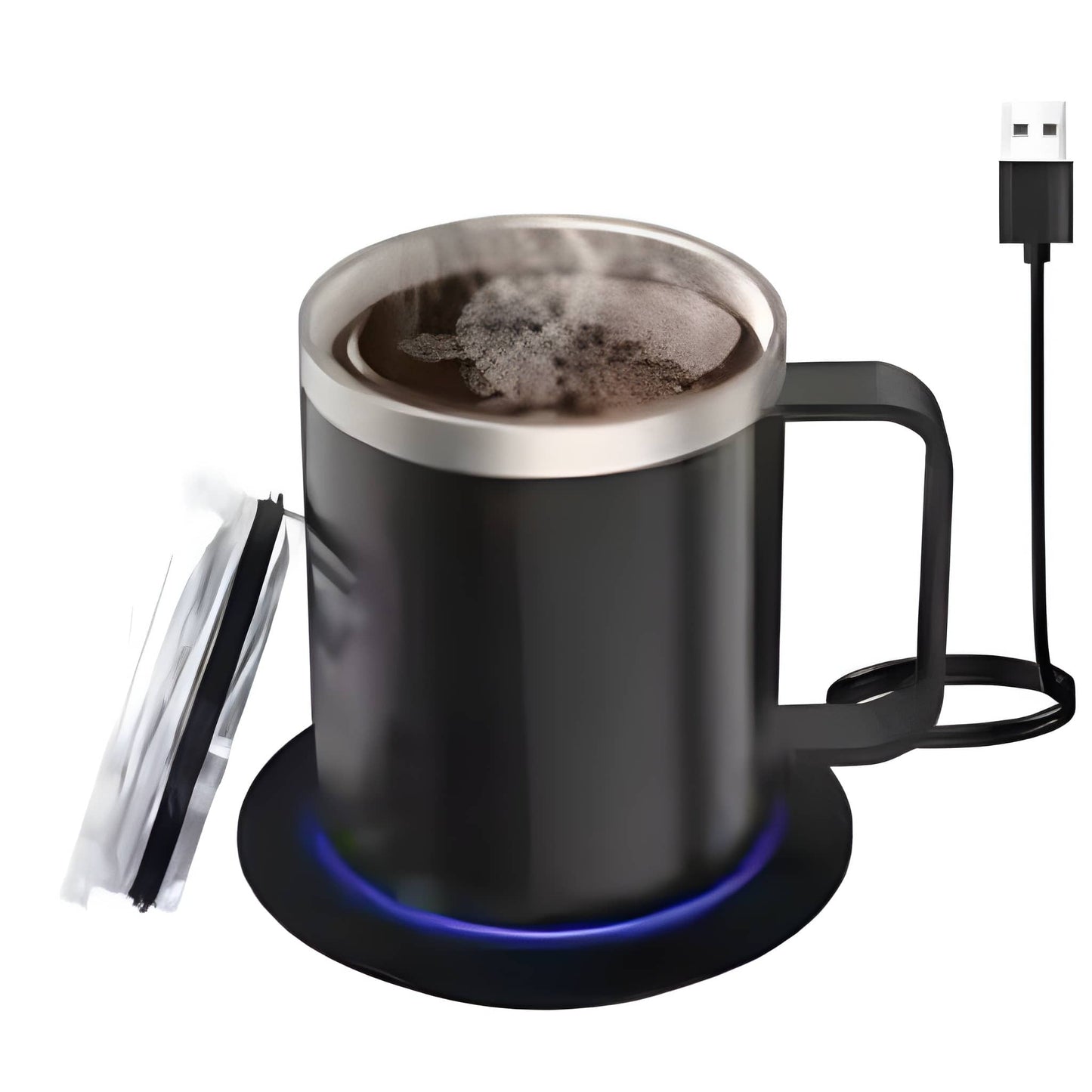 Self-Heating Coffee Mug - 12oz USB Electric Heated Mug Heat 131-149℉ Smart Warming Travel Mug Double Layer Food Grade Cup Warmer