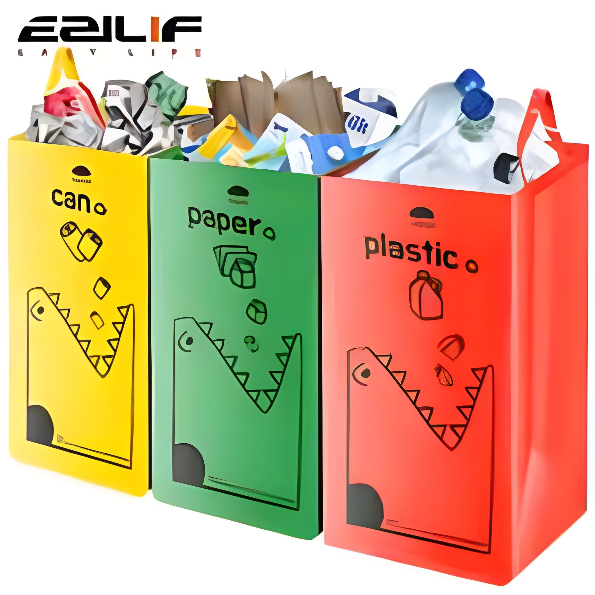 149L Recycling Bin Waterproof Recyclable Garbage Bag with Colorful Printing - Foldable Bottle Recycling Storage for Home Kitchen